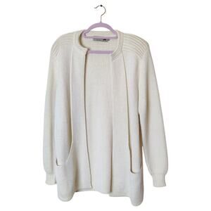 Peruvian Link Alpaca Collection Cream Knit Open Cardigan Sweater OS Made in Peru